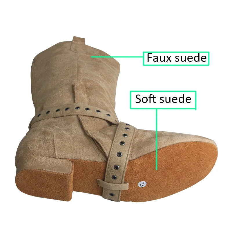 Customized Heel Practice Boots Half Boots Line Dance Boots Soft Suede Bottom Ballroom Party Dance Shoes Black Boots Dancing