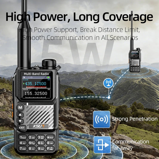 UV60D PLUS 5W Walkie Talkie SOS Alarm NOAA Weather Radio 200CH VHF UHF AM FM Type-C Two Way Radio for EU Outdoor
