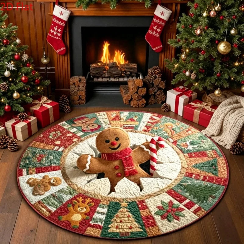 Christmas Day Rugs for Bedroom Anti-slip Bedside Red Rug Round Living Room Decoration Waterproof Carpet Washable Study Floor Mat