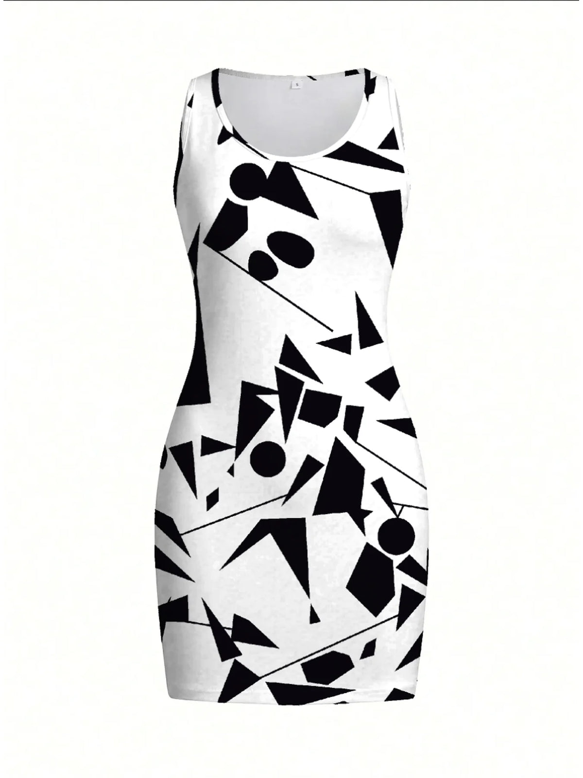 Women's Geometric Pattern Sleeveless Dress Mini Skirt Round Neck Summer Casual Elegant Comfortable Printed Fashion