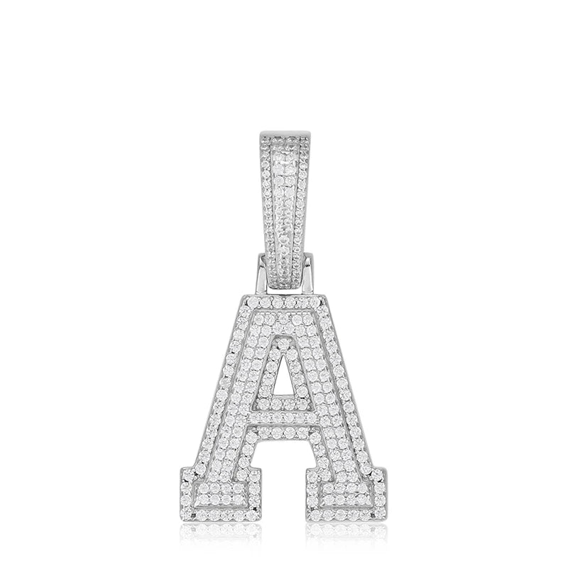 New Moissanite 26 A-Z Letter Pendant Jewelry Necklace Women Iced Out Personalized Charms Rapper Super Star Hip Hop Punk S925