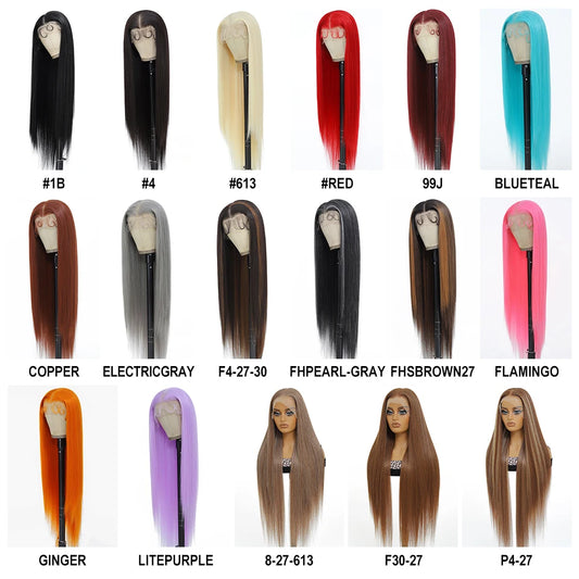 40 Inch Synthetic Lace Frontal Wigs For Women 13x6 Lace Front Wigs With High Temperature Fiber HD Lace Pink Blonde Straight Hair