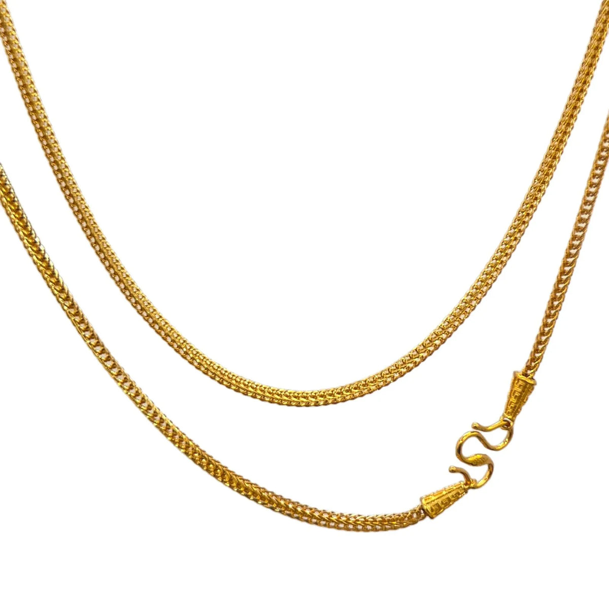 Casual wardrobes match Square Snake Bone Necklace for men and women from luminous 24K Gold owning flexible AU999 malleability