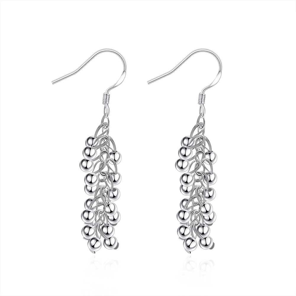 Hot Silver color Creative grape beads drop earrings for Woman Fashion party fine Gifts elegant noble Jewelry
