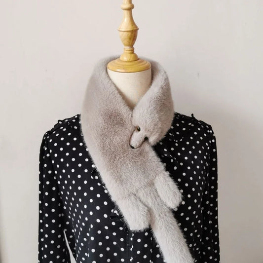 Winter Kawaii Fox Shape Plush Scarf Cute Fun Imitation Sable Soft Windproof Scarf Unisex Warm Fashion Versatile Fur Accessories
