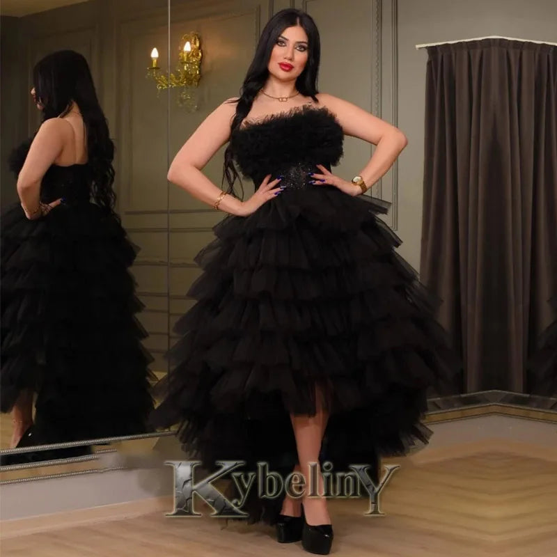 Kybeliny Fashionable Graduation Dresses for Woman High Neck Beadings Appliquse Trumpet Floor Length Pleat De Gala Customized