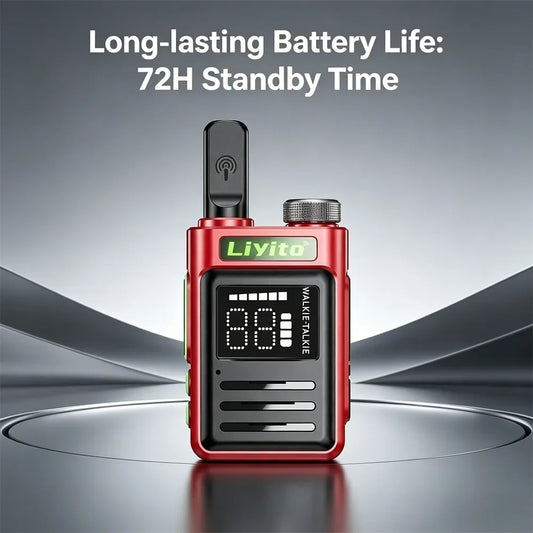 Mini Walkie Talkie 2 Pack Rechargeable Long Range Two Way Radio Type-C Charging 16 Channels Clear Audio for Business Outdoor