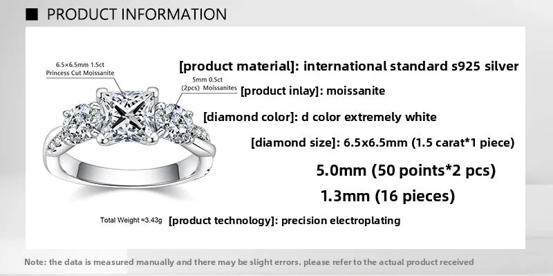 Carnica Luxury 925 Sterling Silver 1CT Real Moissanite Ring for Women Sugar Cube Pull-twist Arm GRA Diamond Wedding Jewelry Gift
