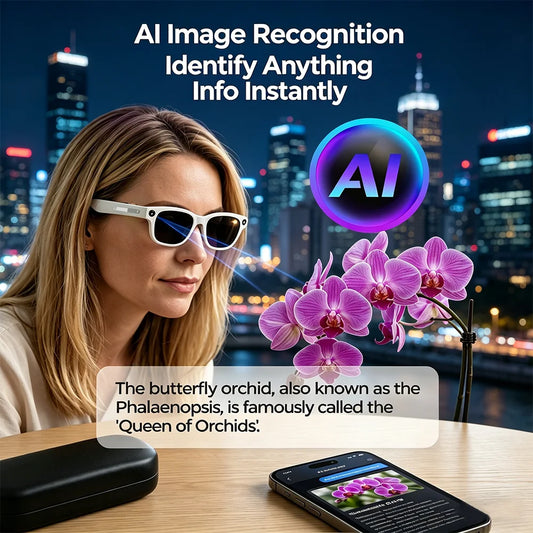 AI smart glasses, high-definition video recording, voice calling and music functions, suitable for travel and outdoor activities