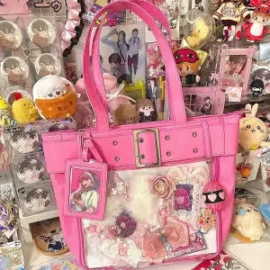 JIAERDI Harajuku Pink Ita Bags Women Japanese Transparent Pu Leather Large Capacity Tote Bag Female Hot Girls Handbag Aesthetic