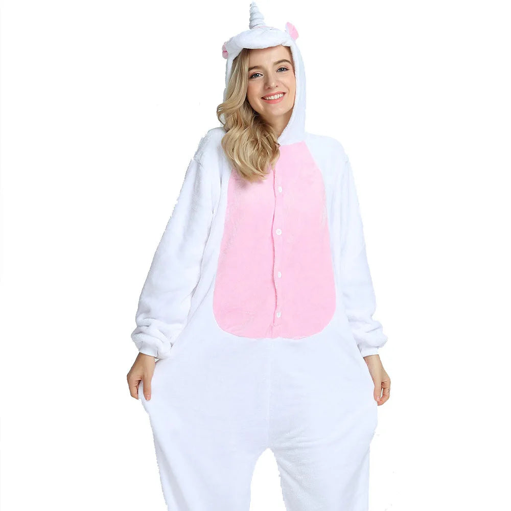 Women Cartoon Onesies Animal Pajamas Kigurumi Unicorn Onesie For Adults Long Sleeve Pyjamas Halloween Anime Cosplay Costumes