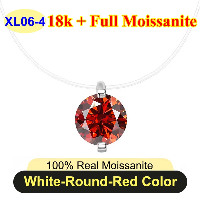 0.5ct-5ct Classic Fish Line Full Moissanite Necklace For Women S925 Silver Plated 18k D Color VVS1 Women's Moissanite Chain Gift