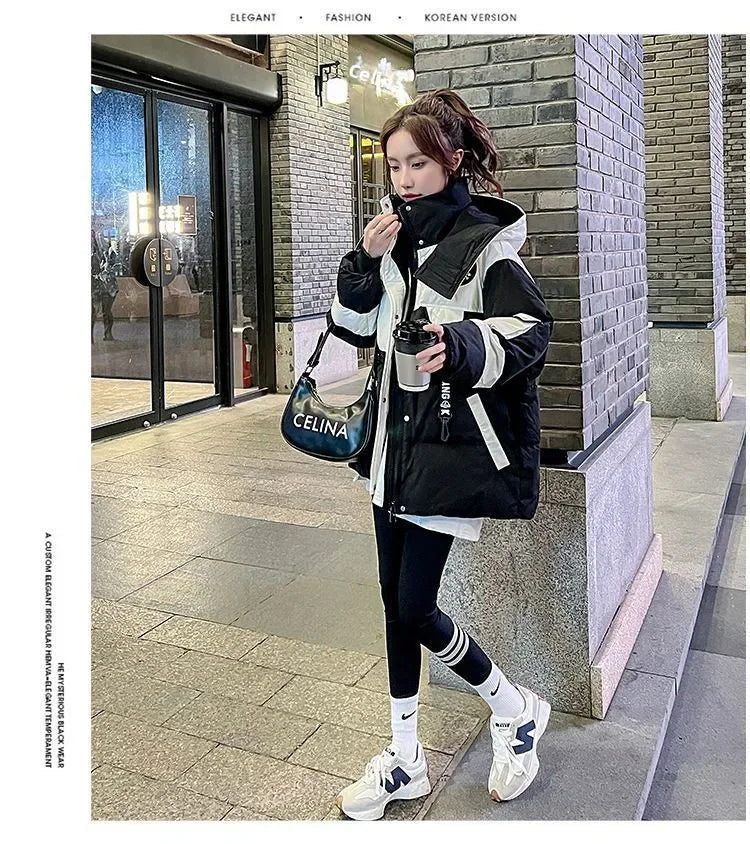 Elegant Thickened Oversized Women's down Jacket Fashionable Outerwear Parka Style Winter Coat Korean Style Straight Cut Cotton