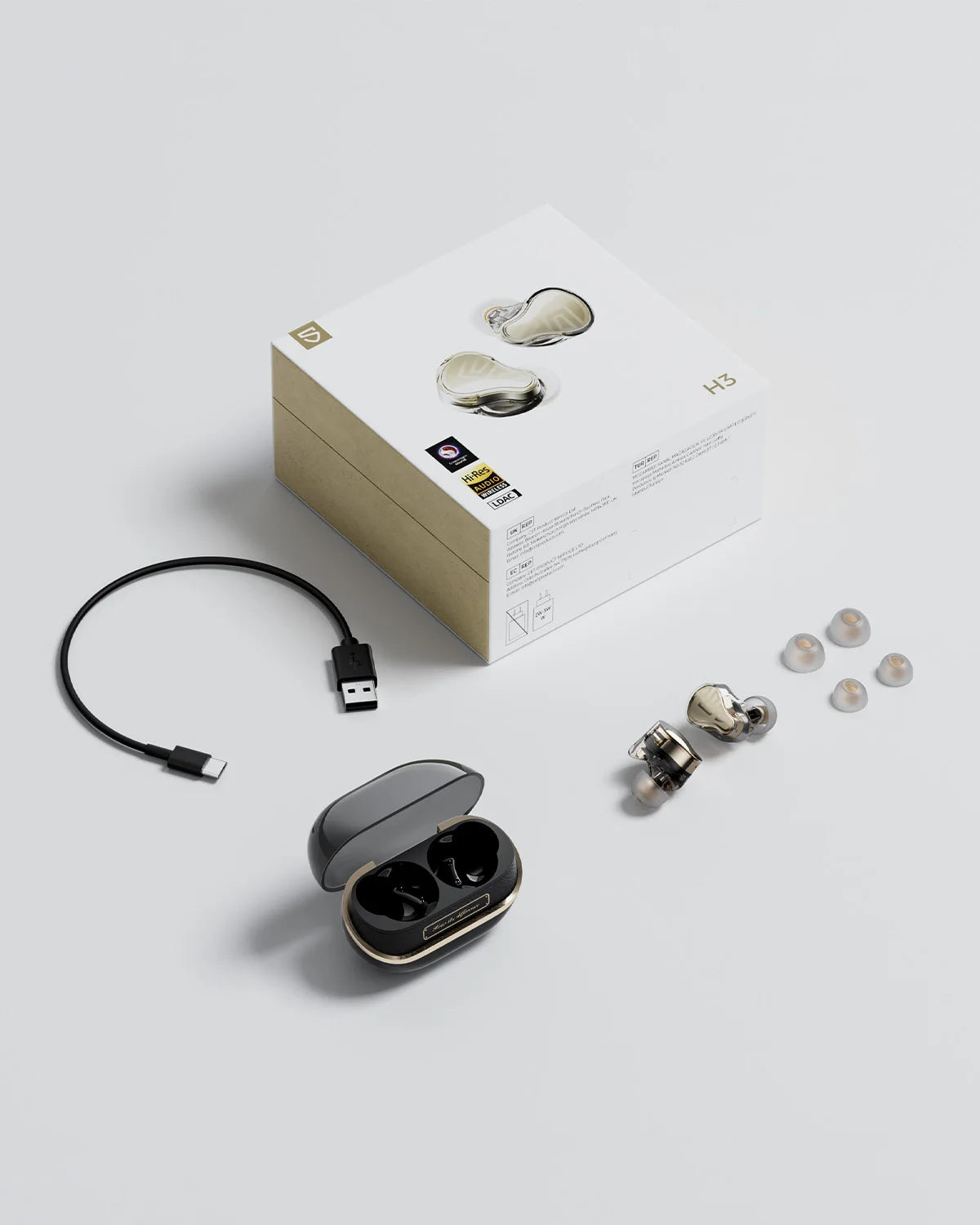SoundPEATS H3 Wireless Bluetooth Earbuds Hybrid 3 Driver HiFi 55dB Adaptive ANC Headphones with LDAC AptX Lossless Hi-Res Audio