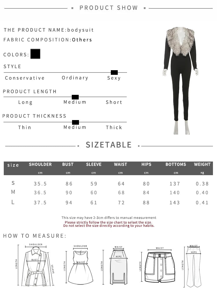 Kliou Sexy Fashion Junpsuits Woman Furry Patchwork Low-Neck Full Sleeve Skinny Peach Hip Midnight Club Party Hipster Overalls