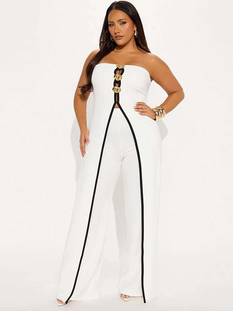 Full Strapless Jumpsuit Sexy Slim Office Lady Summer Sleevelesss Women Jumpsuits Elegant Sexy Jumpsuit Wholesale Dropshipping