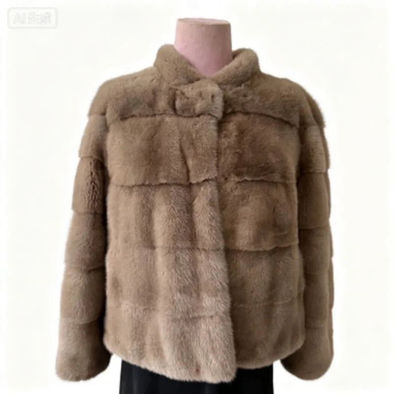Handmade natural mink fur. Women's short coat