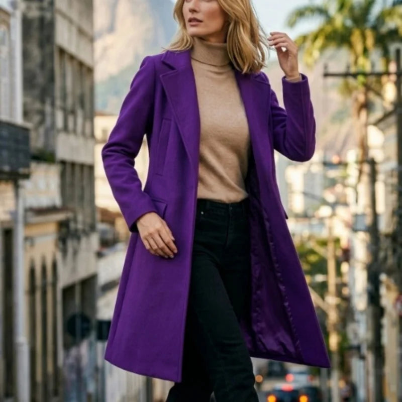 Women’s Winter Jacket Single-button Long Coat Warm Elegant Streetwear Wool-Blend Jacket Womens Casual Wear Female Winter Jackets