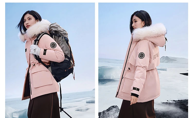 Bosideng Women 6th Generation Extreme Cold Goose Down Parka -20℃ Cold Resistance Winter Puffer Coat with Detachable Raccoon Fur