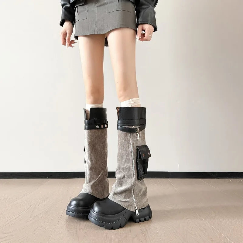 Women Boots Suede Fashion Heeled Boots Women’s Winter Boots Leopard Designer Shoes 2026 Gothic Gladiator Snow Botas