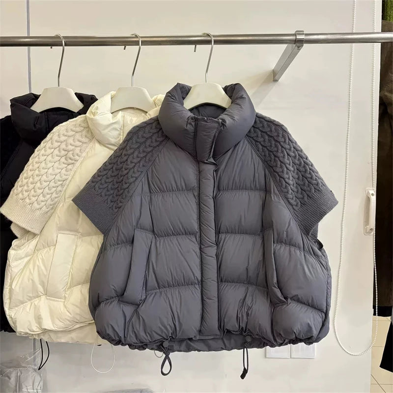 Women's Vest Autumn Winter Sleeveless Down Jacket Loose Casual Stand Collar Pocket Puffer Waistcoat Coat Female Trendy Outerwear