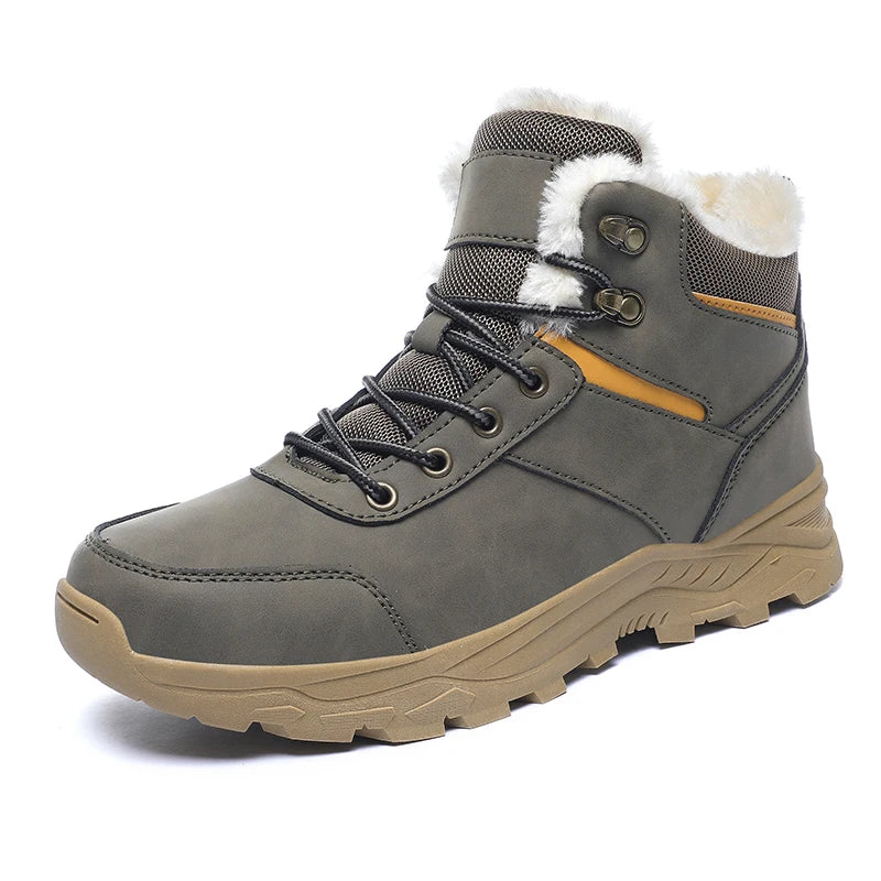 Mens Snow Boots 2026 New Winter High Top Thick-Soled Outdoor Anti Slip Mountaineering Shoes Comfortable Warm Plush Ankle Boots