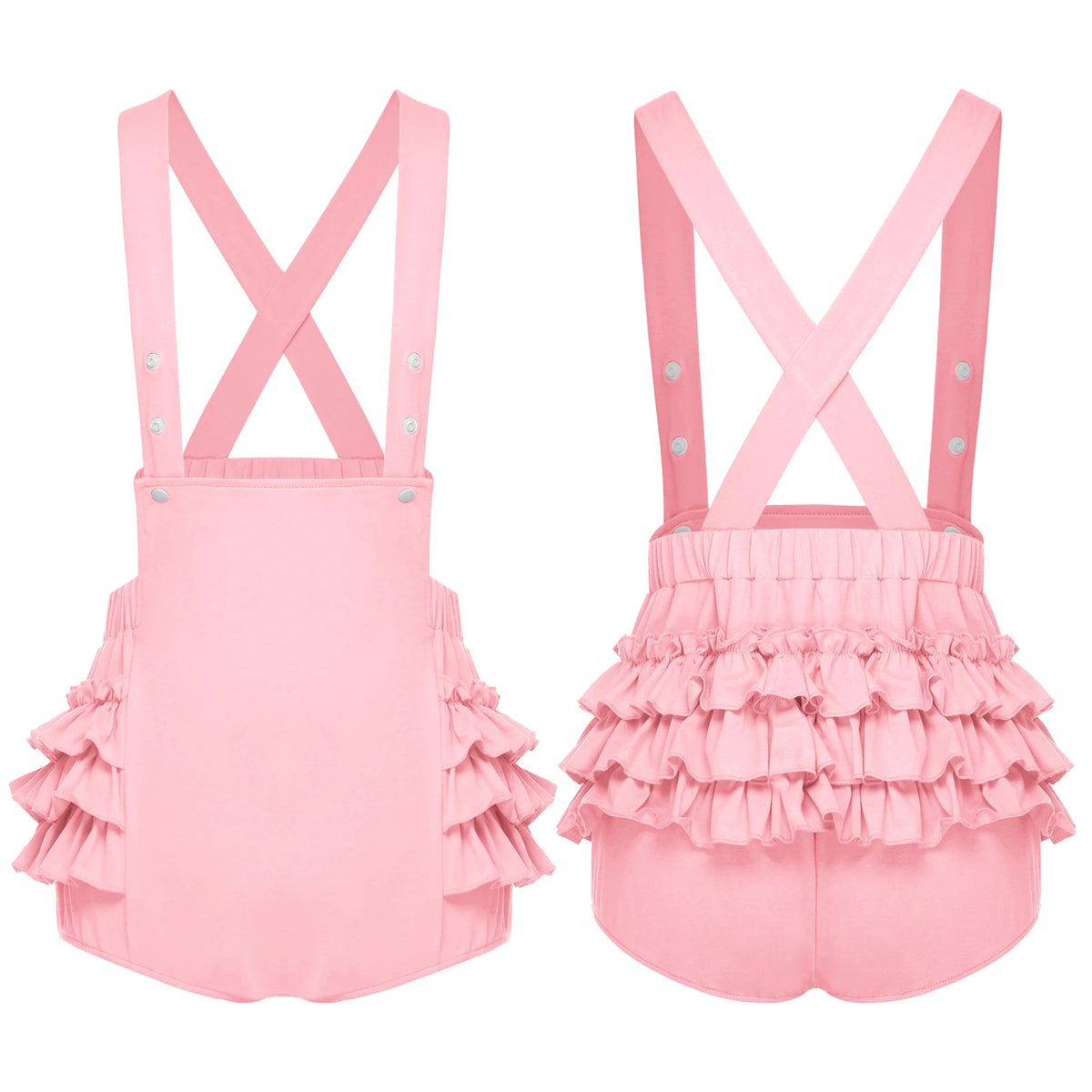 Women Ruffled Skinny Shorts Overalls Rave Dance Party Streetwear Elastic Waistband Adjustable Strap Suspender Short Bib Rompers