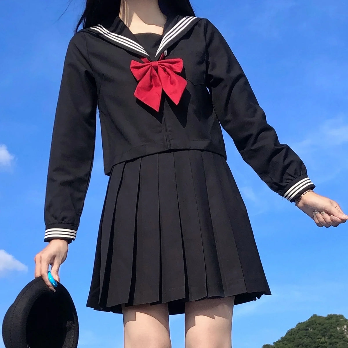 Japanese school uniform girls S-8XL plus size Jk suit white two black three basic sailor uniform women long sleeve suit