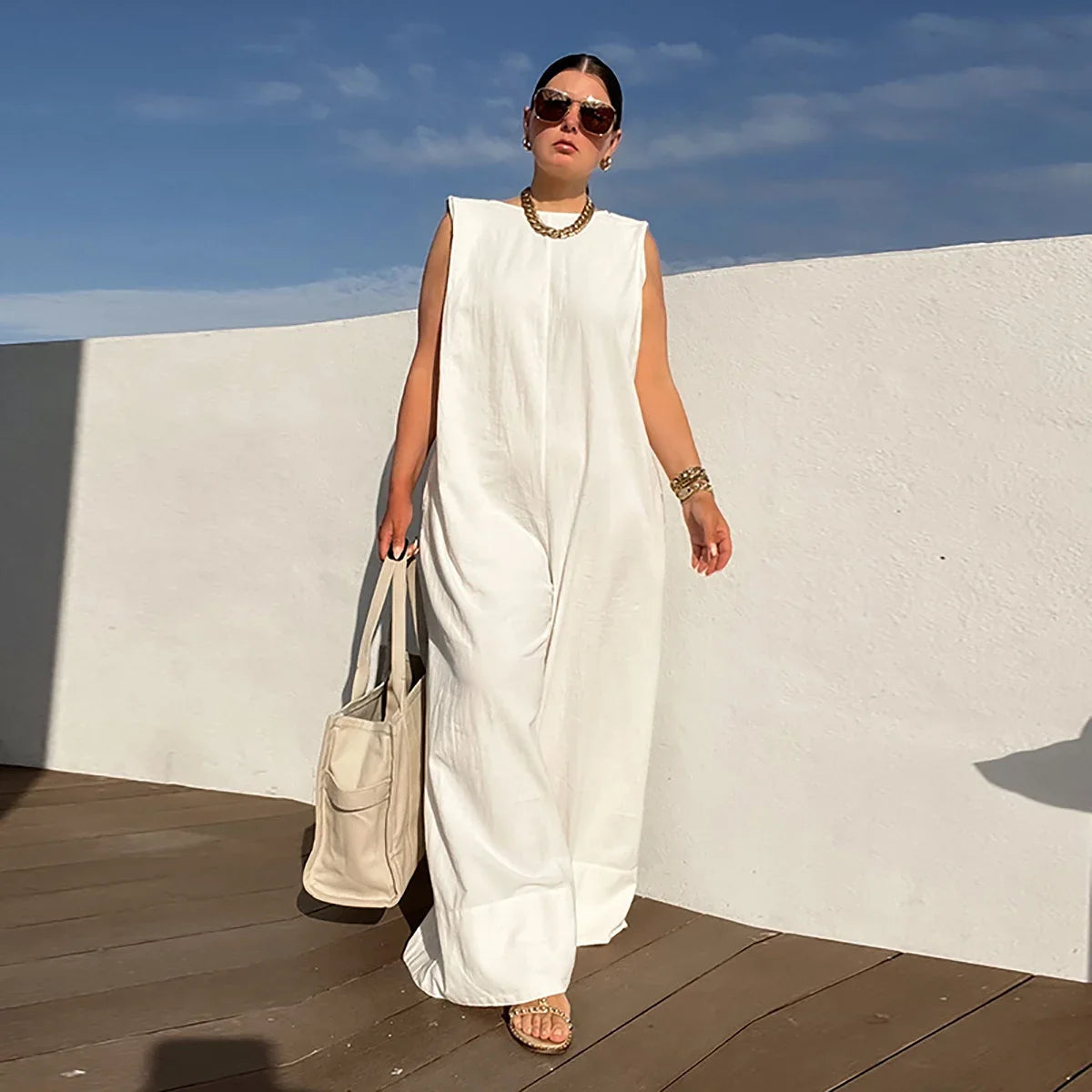 Yeezzi Solid Color Sleeveless Wide Leg Overalls Summer Fashion Female Loose Black White Casual Cool Jumpsuits For Women 2025 New