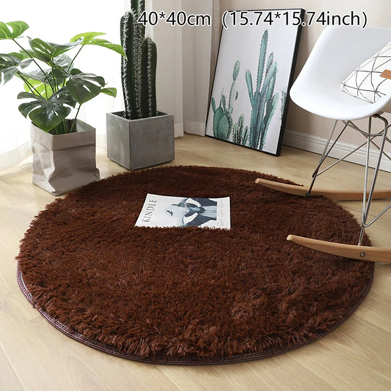 New Fluffy Wool Rug Living Room Carpets Faux Fur Round Mat Kids Room Long Plush Rugs Home Bedroom Decor Shaggy Carpet