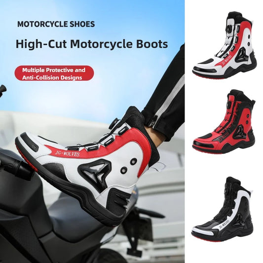 Off-road Men Women Four-season Travel Riding Motorcycle Commuter Boots Protective Casual Leather Shoes Non-slip Rubber Soles