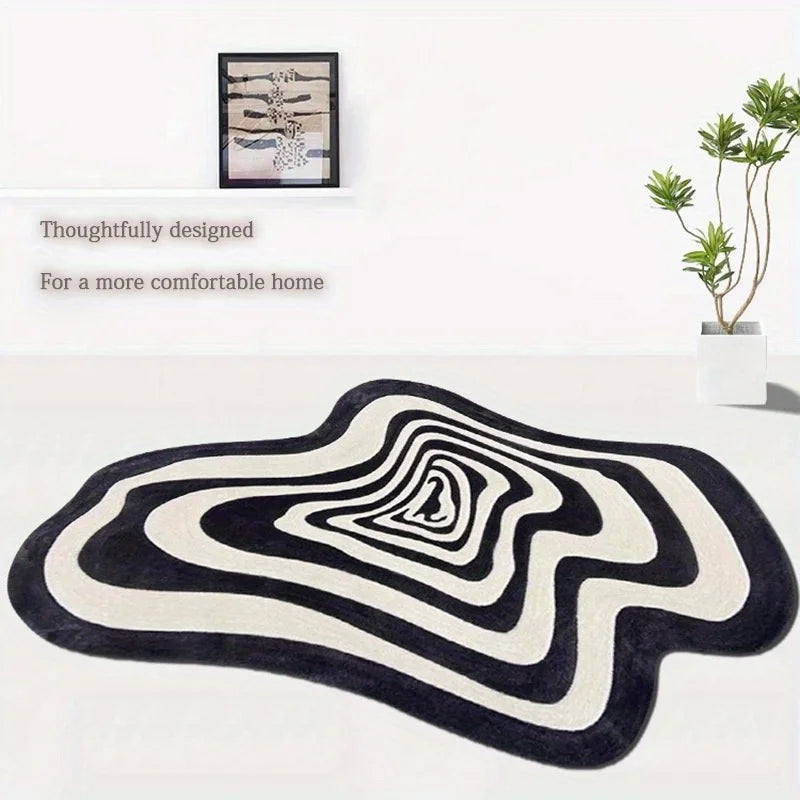 Modern Irregular Carpet Living Room Bedroom Home Decoration Rug Black White Floor Mat Entry Doormat Area Rugs Machine Washable