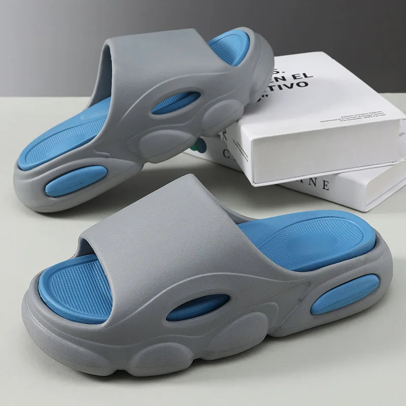Comwarm New Men Summer Slippers Thick Sole House Non-slip Bathroom Shower Slides Outdoor Soft Cloud Fashion Beach Shoe Flip-flop