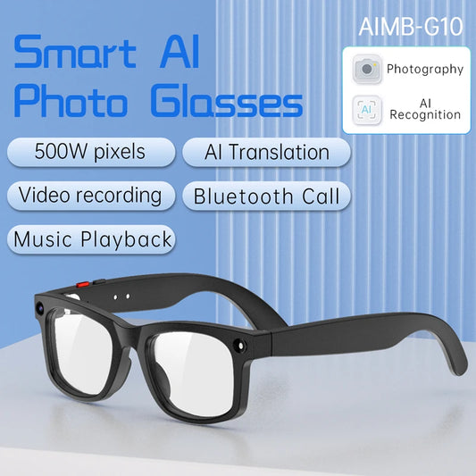 Smart Glasses AI Translation 8MP HD Camera 4K Shooting Image Bluetooth Call Recording Music Smart Sunglasses
