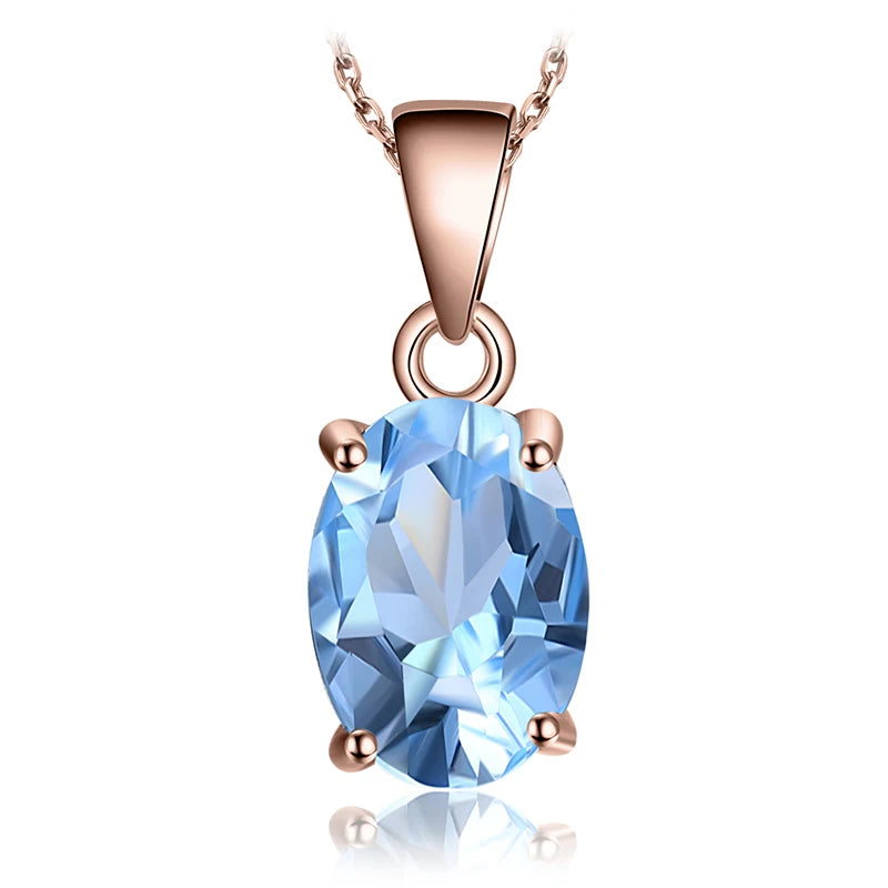 JewelryPalace Natural Garnet Amethyst Citrine Peridot Blue Topaz 925 Sterling Silver Pendant Necklace Gemstone Jewelry No Chain
