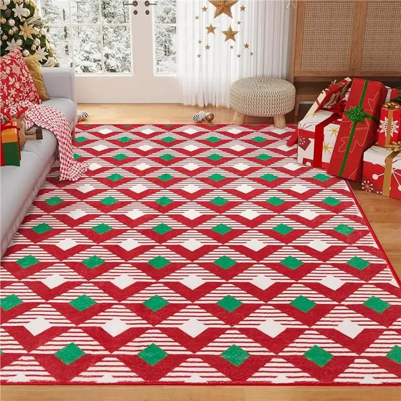 Christmas Day living room decoration red carpet large area rugs for bedroom Washable lounge floor mat Anti-slip bedside soft rug