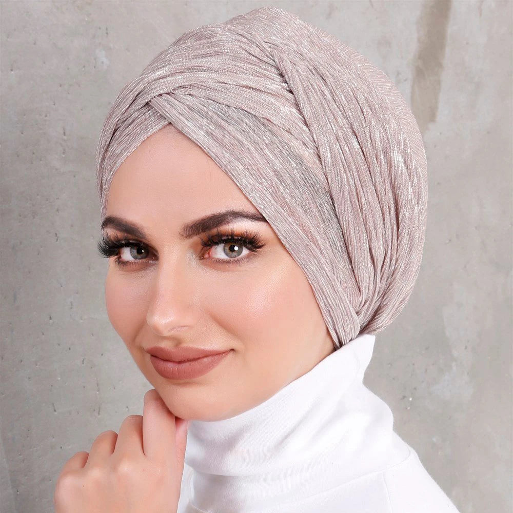 Glitter Muslim Inner Hijabs Women Ventilate Instant Turban Headscarf Woman Caps Islamic Lightweight Design (31g)