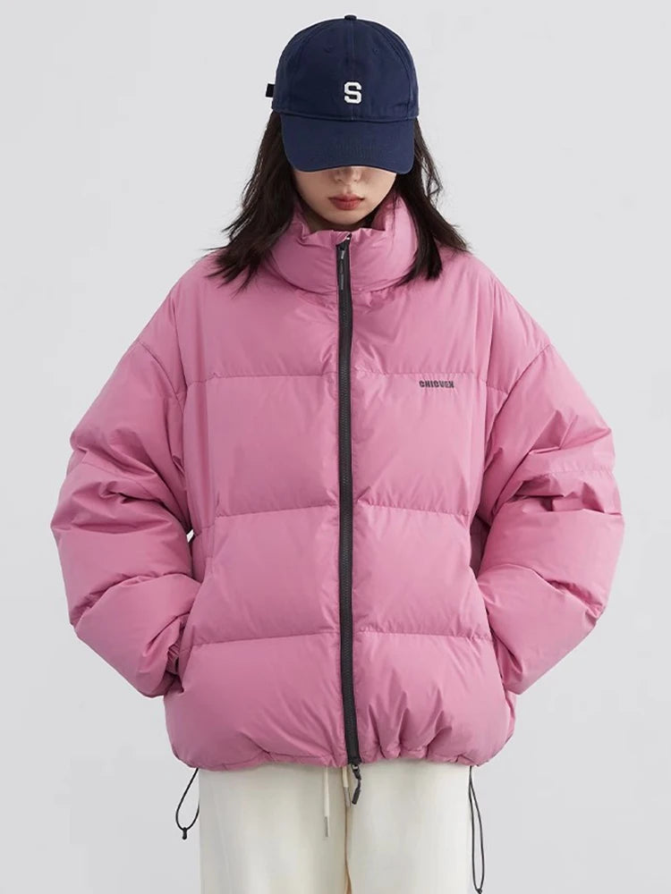 CHIC VEN Women Down Coats Streetwear Solid 90 White Duck Down Stand Collar Female Down Jacket Warm Ladies Overcoat Winter 2024