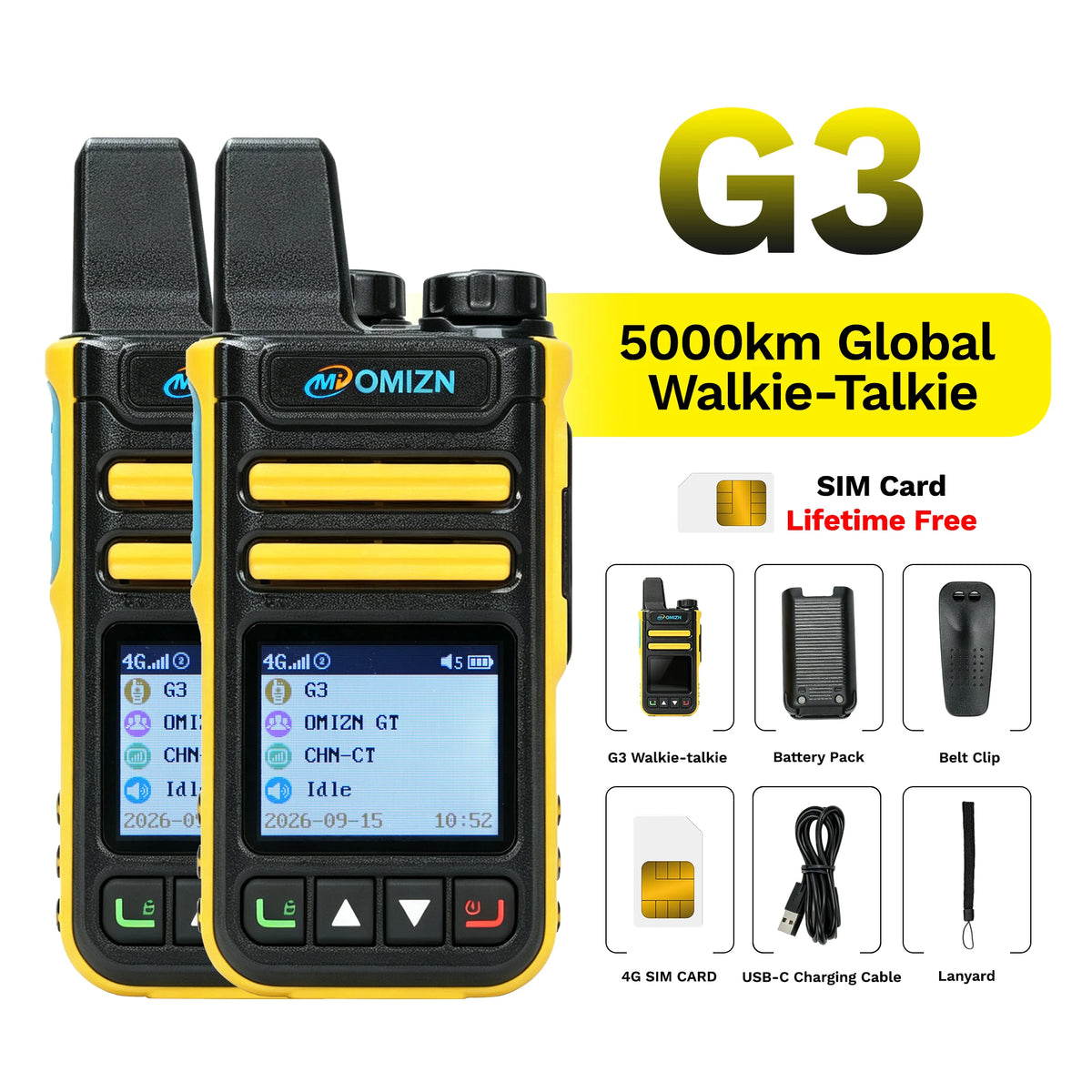 OMIZN Walkie Talkie 4G Global Signal Radio 5000 Km POC Radios Long Range Camping Waterproof IP65 Portable Distance Calling G3