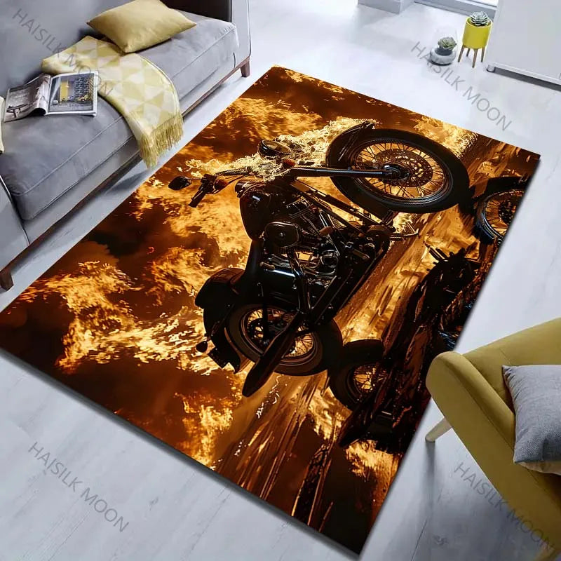 6 Style Motorcycle Enthusiasts Pattern Carpet for Living Room Bedroom Sofa Home Decor Non-slip Floor Mat Large Size