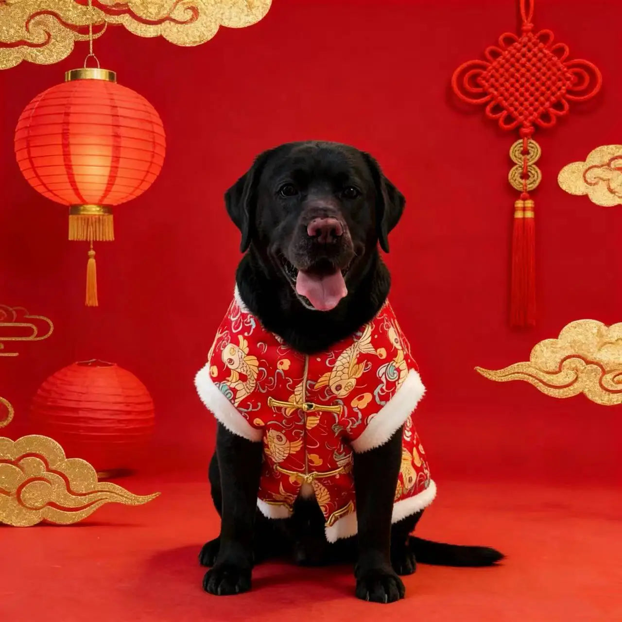 Chinese traditional pattern pet clothing, warm and comfortable dog clothes, suitable for medium to large dogs such as Golden Ret