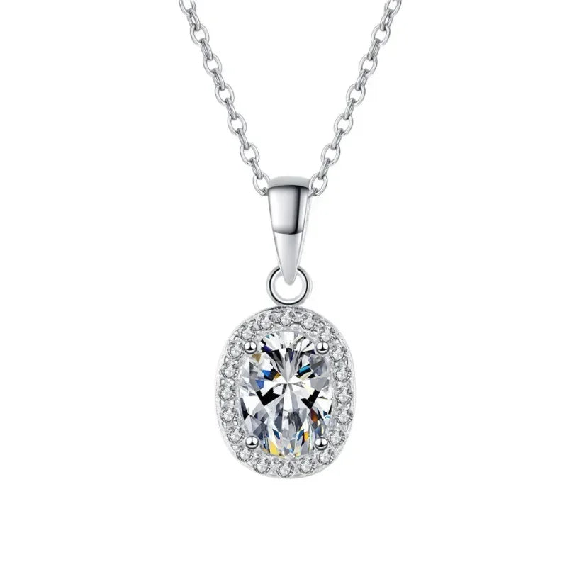 Oval Fine Jewelry Necklaces Women Pigeon Egg Moissanite Diamond 1CT Pendant PT950 Platinum Engagement Girl Wedding Party