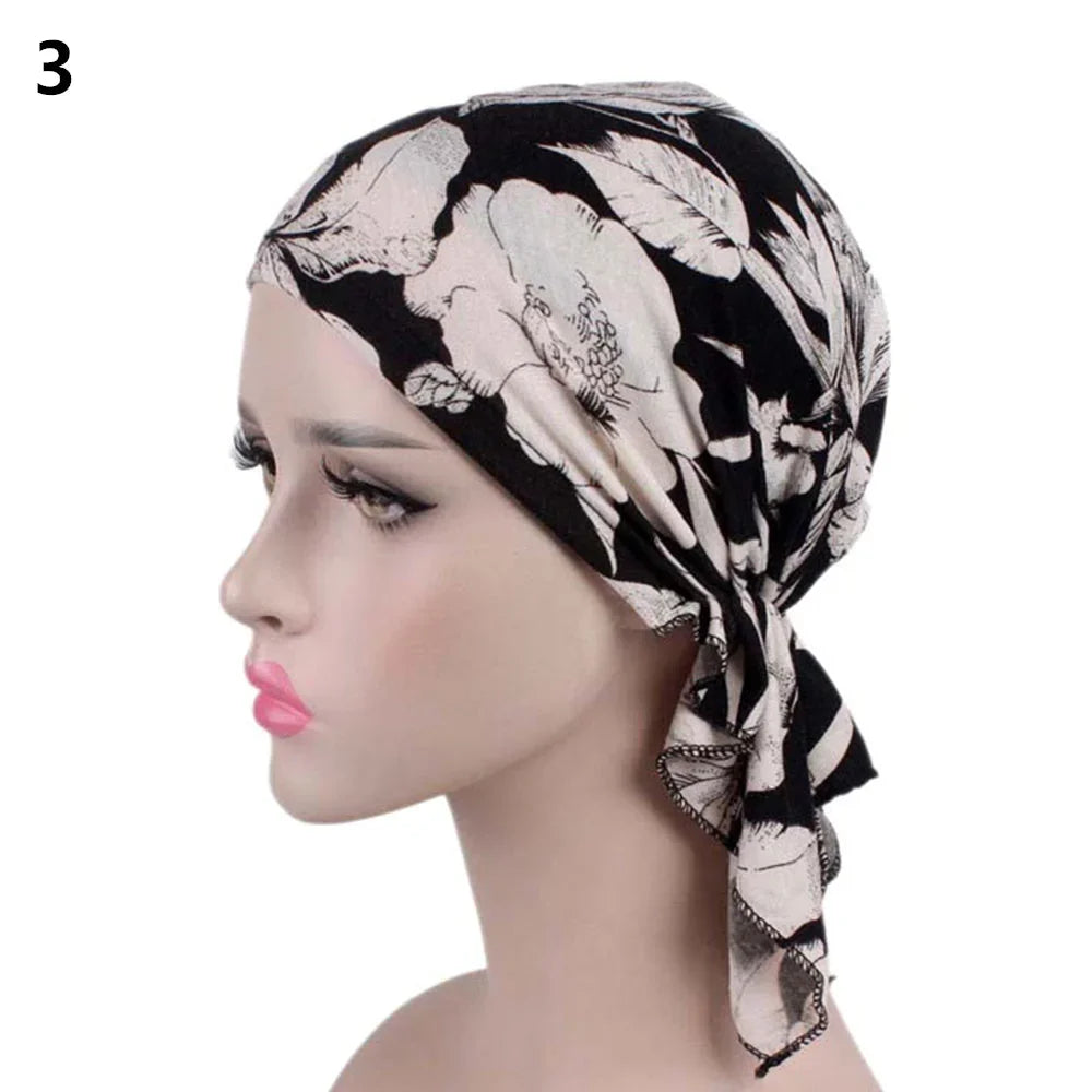 2020 NEW Fashion Women Flower Muslim Ruffle Cancer Chemo Hat Beanie Scarf Turban Head Wrap Cap Printed Headwear Lady Hats