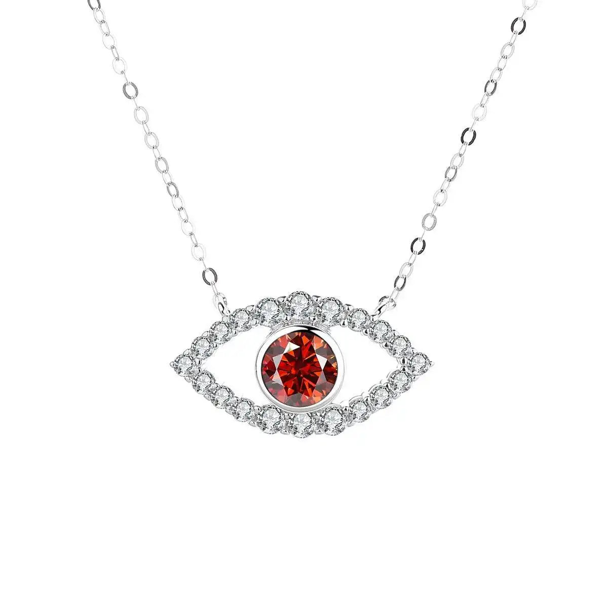 TS 925 Sterling Silver Plated Platinum Moissanite Necklace For Women 1 Carat Lab Moissanite Eye Pendant Necklace Jewelry Gift