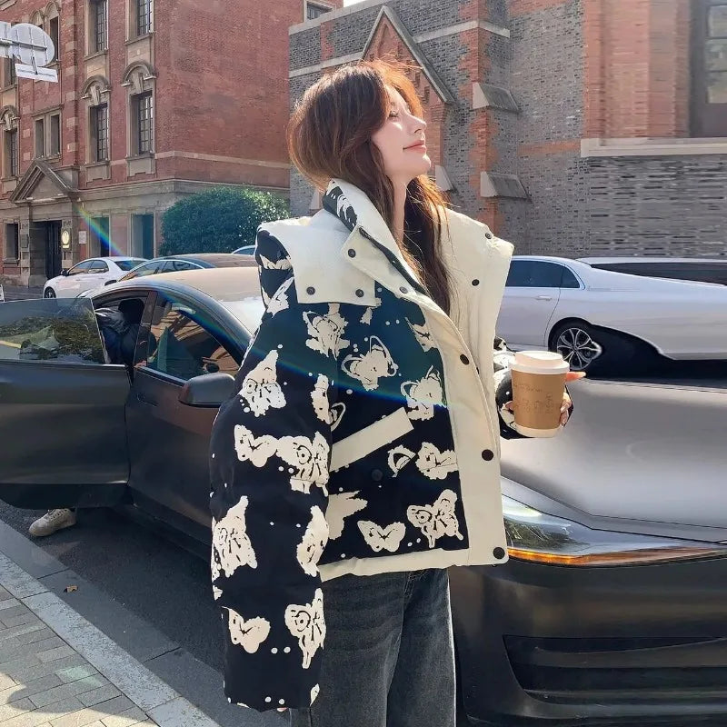 Women's Clothing High-end Plus Size Down Jacket Winter Warm New Hooded Loose White Duck Down Outerwear Quilted Pockets Coats