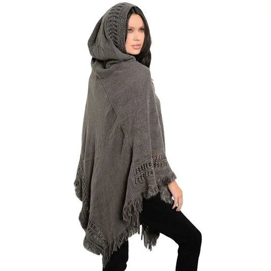 1 Piece of Women's Tassel Cape Tassel Cape Diagonal Striped Coat Bohemian Shawl Scarf
