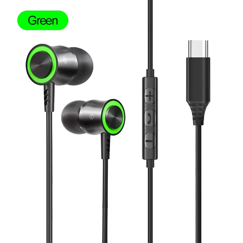 New Wired Headphones HiFi Surround Earphone Type C 3.5mm With Wire Control HD Mic Wired Earbuds For Samsung Galaxy S26 S25 S24
