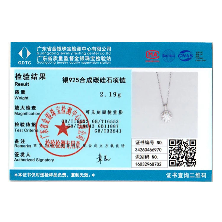 Bamoer 1 Carat Round Brilliant Cut Moissanite Pendant Necklace 925 Silver Flower Lab Diamond Test Past D Color Gemstone Necklace