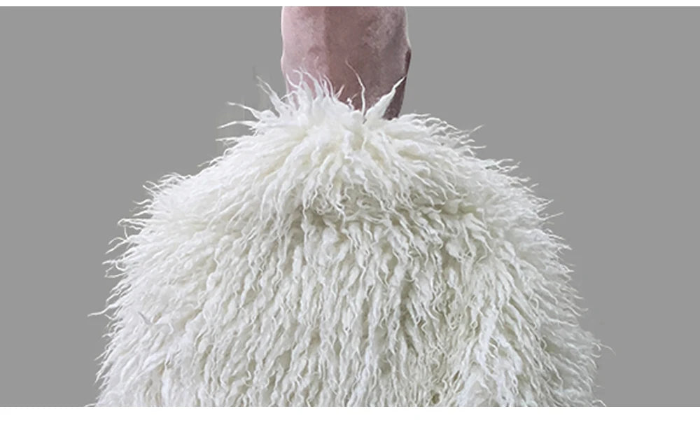 Lautaro Autumn Winter Long Oversized White Thick Warm Hairy Shaggy Fuzzy Faux Mongolian Fur Coat Women Pink Fluffy Overcoat