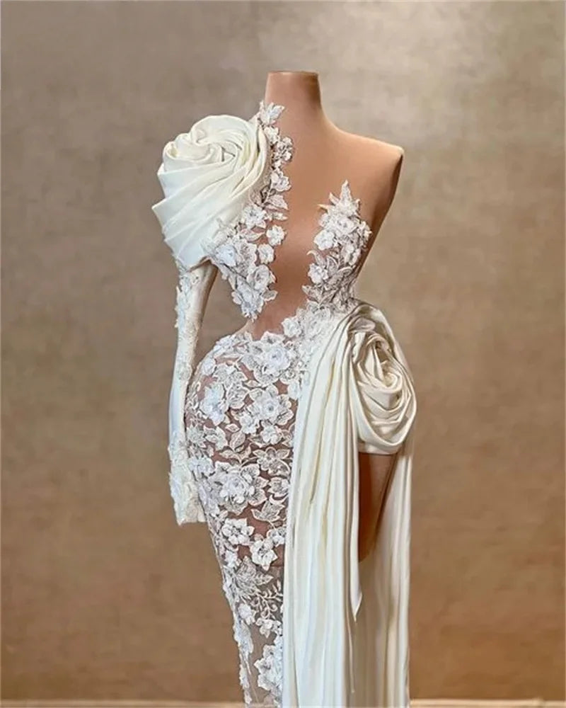 Lace South African Wedding Dresses Black Girls On-shoulder Floral Dubai Saudi Arabia Bridal Gown Vestido De Noiva Customized